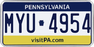 PA license plate MYU4954