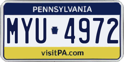 PA license plate MYU4972