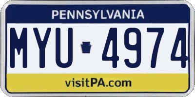 PA license plate MYU4974