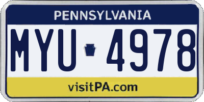 PA license plate MYU4978