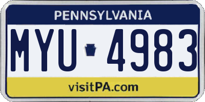PA license plate MYU4983