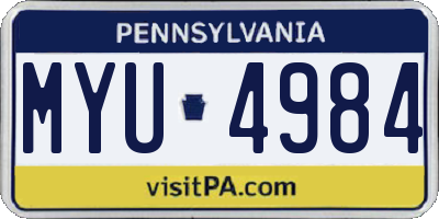 PA license plate MYU4984