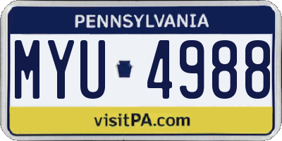 PA license plate MYU4988
