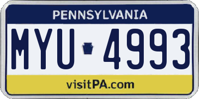 PA license plate MYU4993