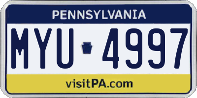 PA license plate MYU4997