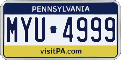 PA license plate MYU4999