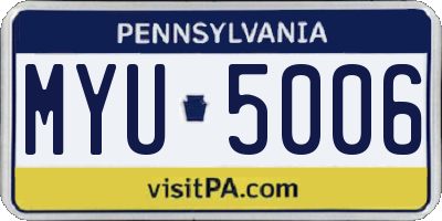 PA license plate MYU5006