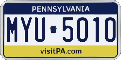 PA license plate MYU5010