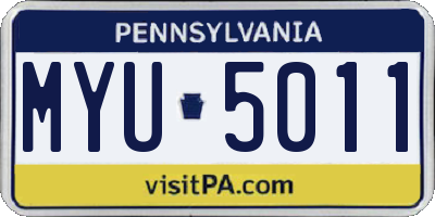 PA license plate MYU5011