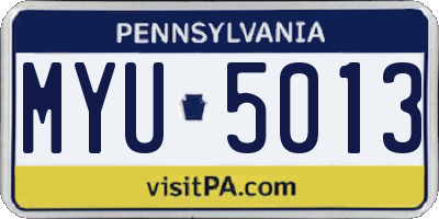 PA license plate MYU5013