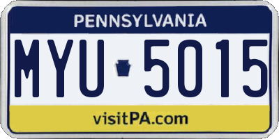 PA license plate MYU5015