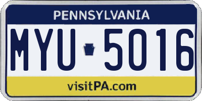 PA license plate MYU5016