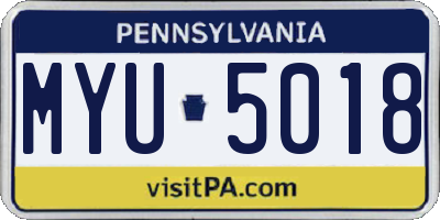PA license plate MYU5018
