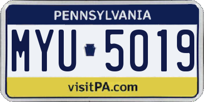 PA license plate MYU5019