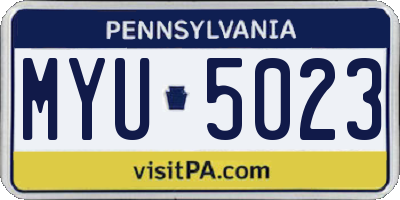 PA license plate MYU5023