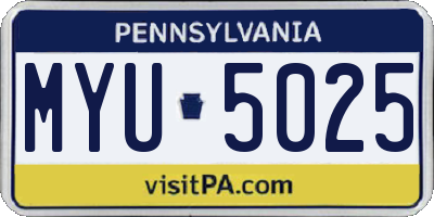 PA license plate MYU5025