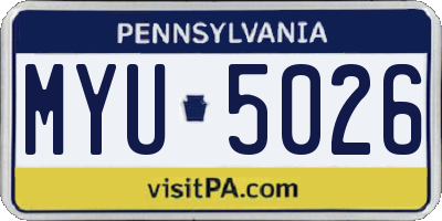 PA license plate MYU5026