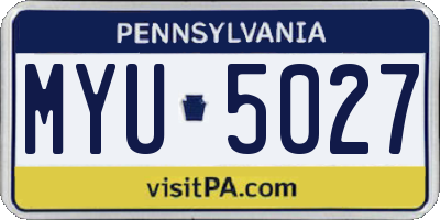 PA license plate MYU5027