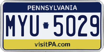 PA license plate MYU5029