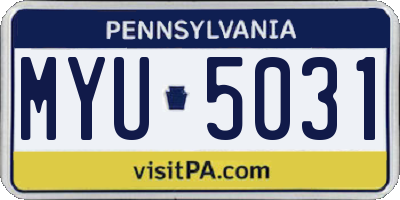 PA license plate MYU5031