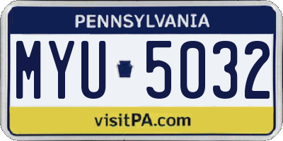 PA license plate MYU5032