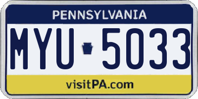 PA license plate MYU5033