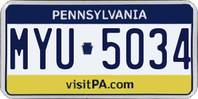 PA license plate MYU5034