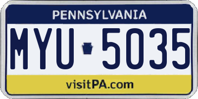 PA license plate MYU5035