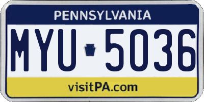 PA license plate MYU5036