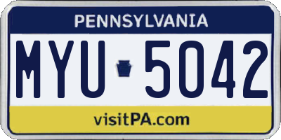 PA license plate MYU5042