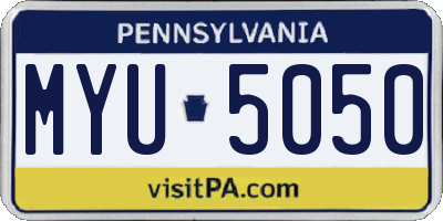 PA license plate MYU5050