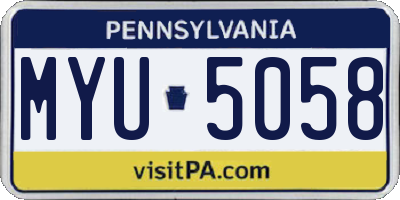 PA license plate MYU5058