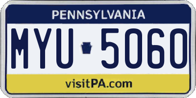 PA license plate MYU5060