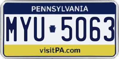PA license plate MYU5063