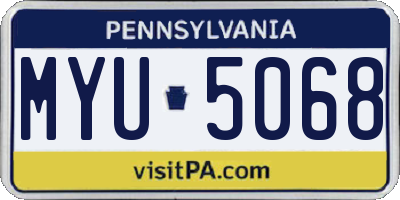 PA license plate MYU5068