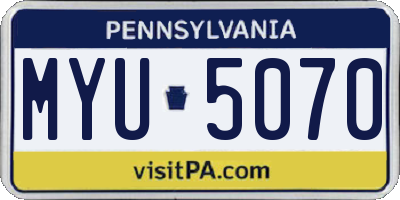 PA license plate MYU5070