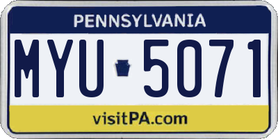 PA license plate MYU5071