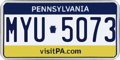 PA license plate MYU5073