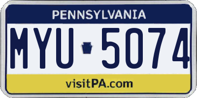 PA license plate MYU5074