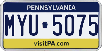 PA license plate MYU5075