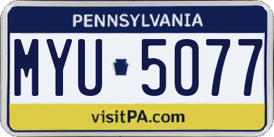 PA license plate MYU5077