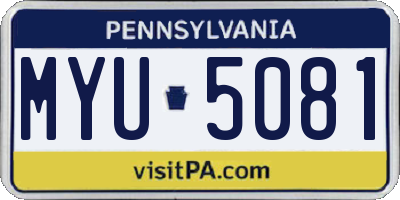 PA license plate MYU5081
