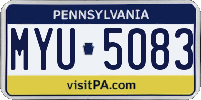 PA license plate MYU5083