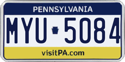 PA license plate MYU5084