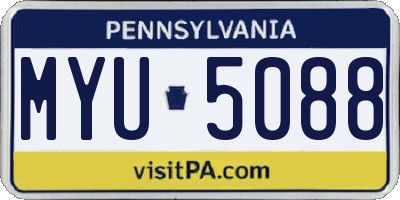 PA license plate MYU5088