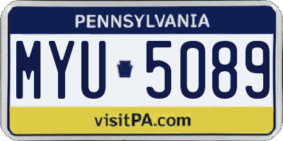 PA license plate MYU5089