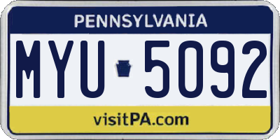 PA license plate MYU5092