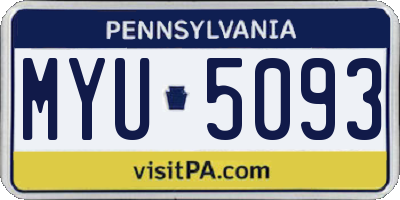 PA license plate MYU5093