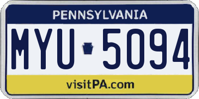PA license plate MYU5094