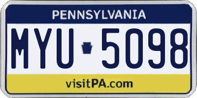 PA license plate MYU5098